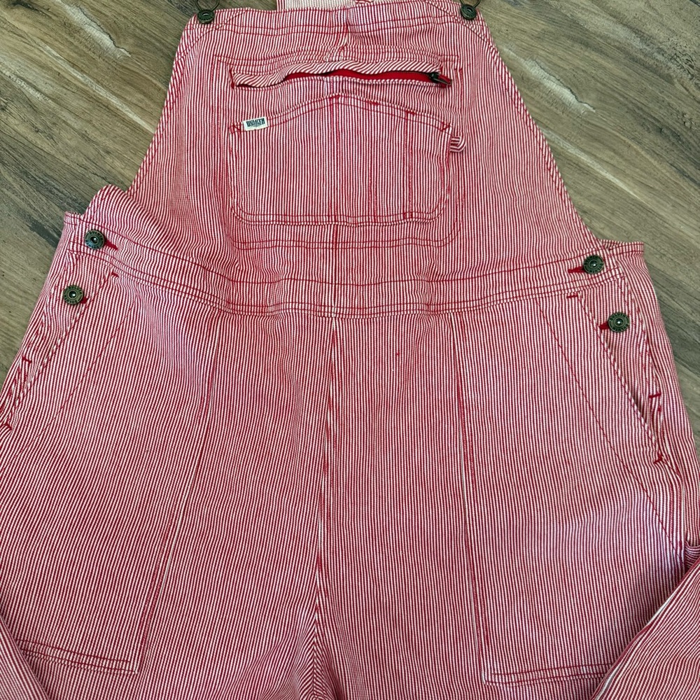 Womens Duluth trading co railroad striped double knee denim bib overalls sz XXL - Picture 3 of 5